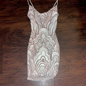 short tight dress white with pink glitter
